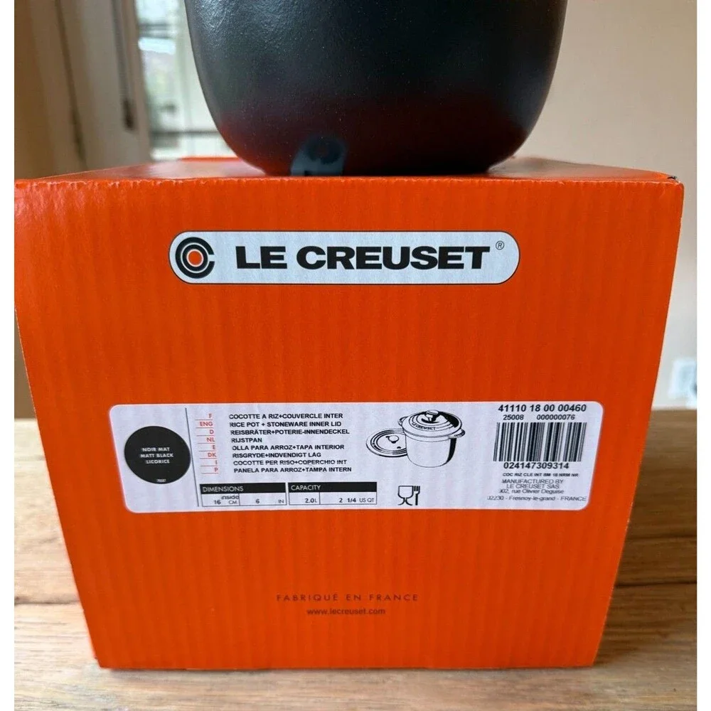 Le Creuset Enameled Cast Iron Rice Pot 18cm 2.25 qt Matt Black Licorice NEW